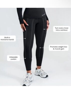 Skinnify Black 6-Resistance Band Weight Loss Leggings M